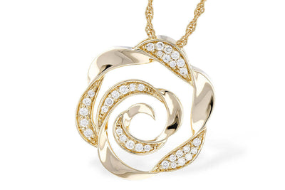 14K Yellow Gold Flower-Cut Out Diamond Necklace (18 inches)