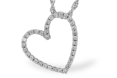 14K White Gold Diamond Heart Necklace Length:18in