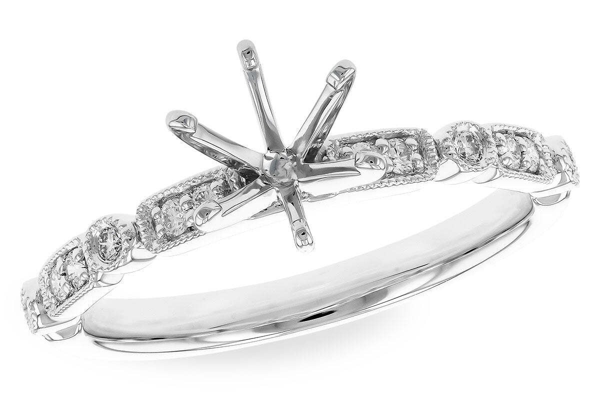 14K White Gold Milgrain Design Diamond Semi-Mount (Size 7)
