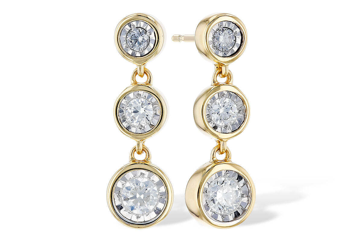 14K Yellow Gold RBC Diamond Bubble Drop Earrings
