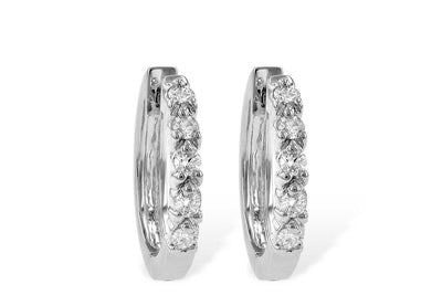 14K White Gold 16mm Diamond Hoop Earrings