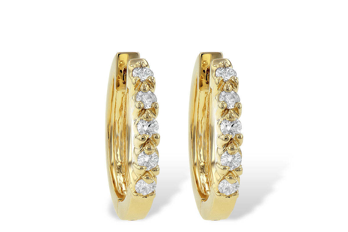 14K Yellow Gold 16mm Diamond Hoop Earrings