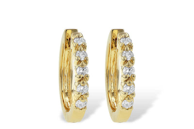14K Yellow Gold 16mm Diamond Hoop Earrings