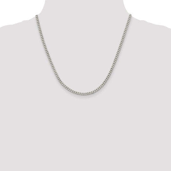 SS Rhodium-plated 3.5mm Curb Chain 20in Gram Weight:13.34g