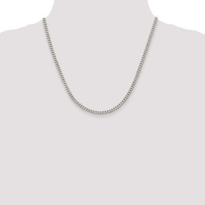 SS Rhodium-plated 3.5mm Curb Chain 20in Gram Weight:13.34g