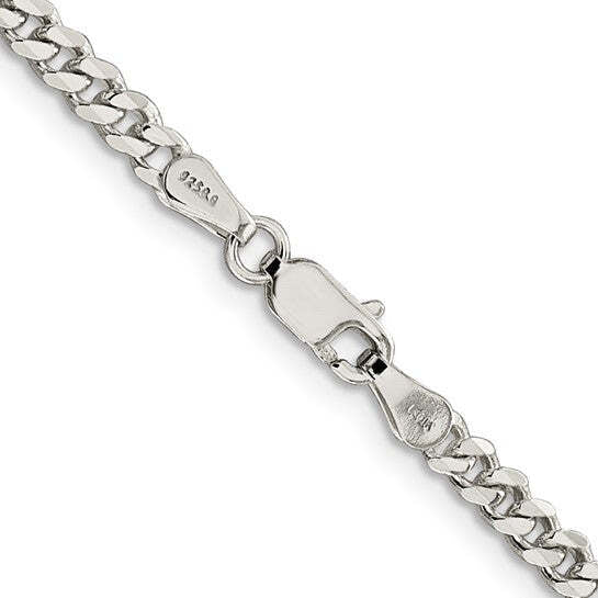 SS Rhodium-plated 3.5mm Curb Chain 20in Gram Weight:13.34g