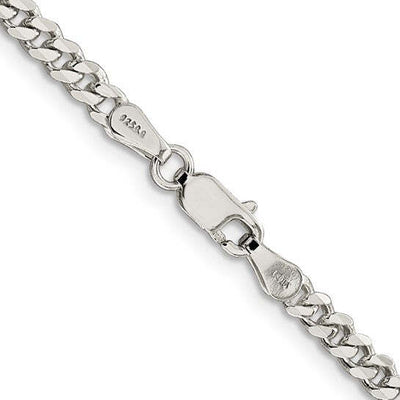 SS Rhodium-plated 3.5mm Curb Chain 20in Gram Weight:13.34g