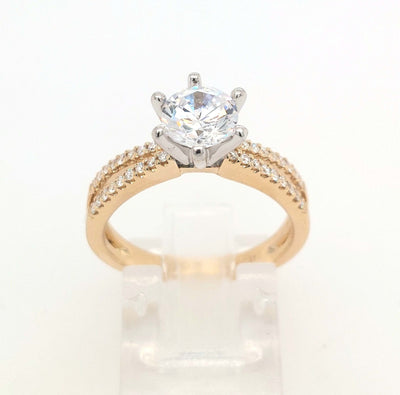 14K Yellow Gold Reverse Split Shank Diamond Semi-Mount Engagement Ring Size 7