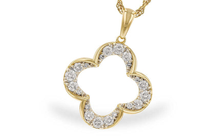 14K Yellow Gold 0.32ctTW Diamond Clover Necklace