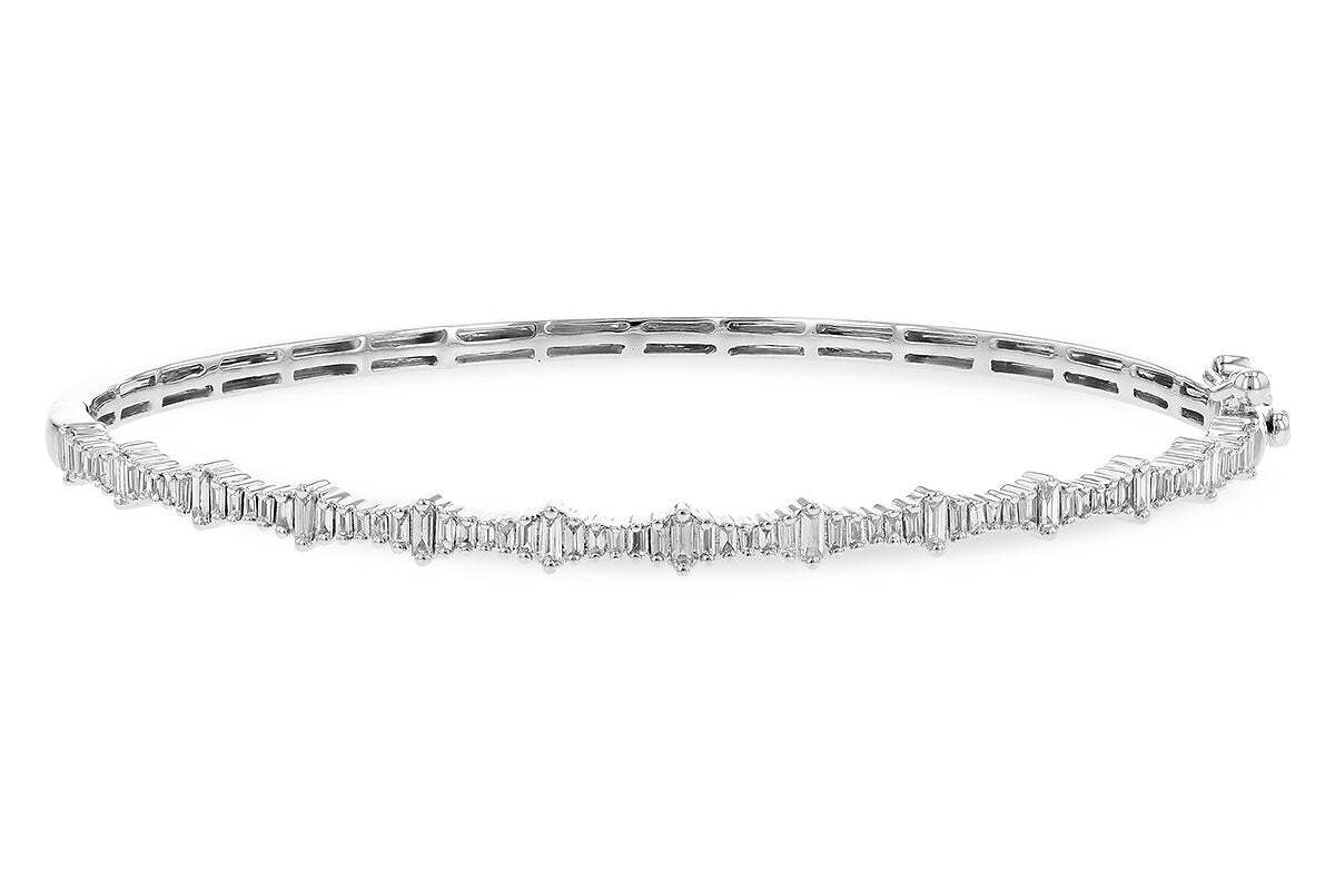 14K White Gold 0.60ctTW G/SI3  Baguette Diamond Bangle Bracelet