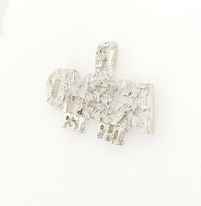 SS Omega PSI PHI Silver Nugget Pendant