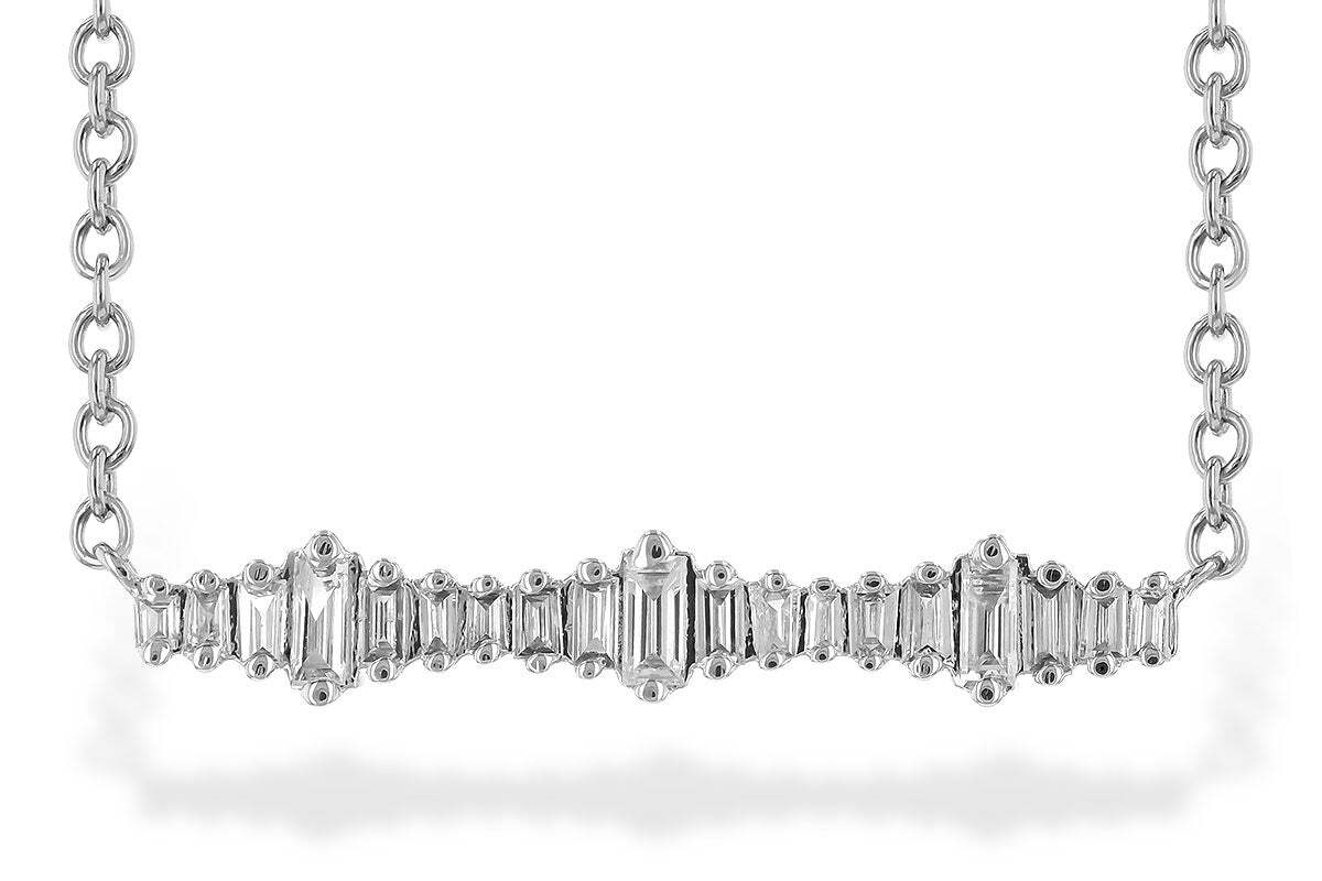 14K White Gold Baguette Diamond Wavelength Necklace (18 inches)