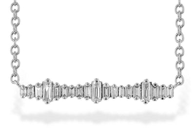 14K White Gold Baguette Diamond Wavelength Necklace (18 inches)