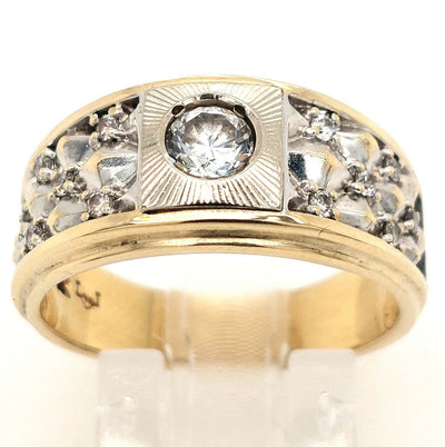 14K Yellow Gold Gent's Diamond Fashion Ring w/ approx 0.40ct RBC center and 0.46ctTW H-I/SI2 Size:9.5 Gram Weig