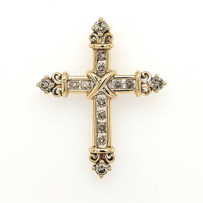 10K Yellow Gold Diamond Cross Pendant w/ approx 0.31ctTW of H-I/I1-I2 Gram Weight:2.0g