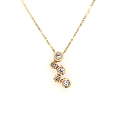 14K Yellow Gold Diamond Journey Pendant on a 10K Yellow Gold 18in Snake Chain 0.75mm Gram Weight:3.5g