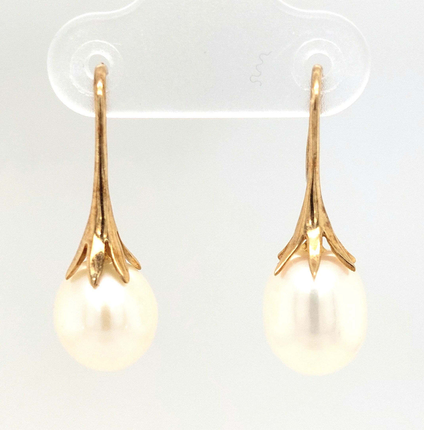 14K Yellow Gold 3.25mm Pearl earrings with shepherds hooks