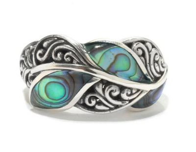 SS "Cascada Leaf Ring" with Paua (Size 7)