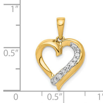 14K Yellow Gold Diamond Heart Pendant 0.10ctTW H-I/SI1-I1