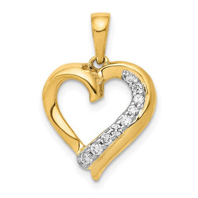 14K Yellow Gold Diamond Heart Pendant 0.10ctTW H-I/SI1-I1