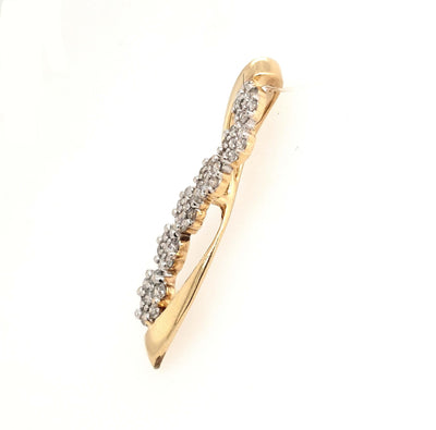 14K Yellow Gold Diamond Cluster Journey Pendant Gram Weight:1.4g