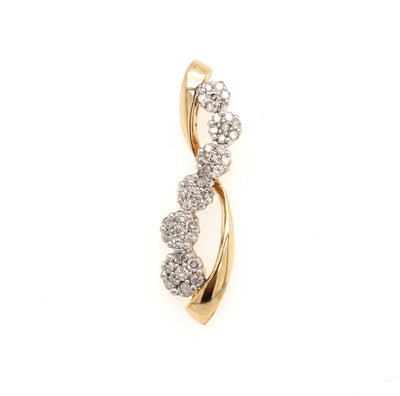 14K Yellow Gold Diamond Cluster Journey Pendant Gram Weight:1.4g