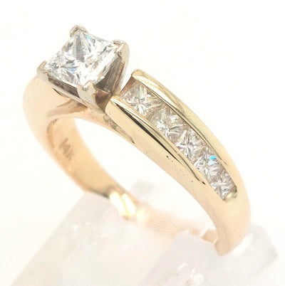 14K Yellow Gold1.80ctTW Channel-Set Princess-Cut Diamond Engagement Ring w/ Approx 0.70ct F-G/VS1 Center & F-G/