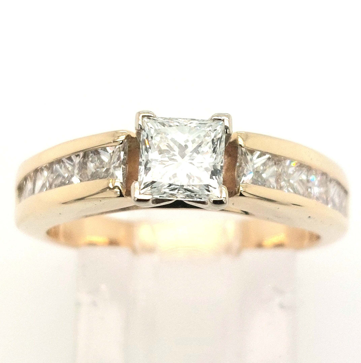 14K Yellow Gold1.80ctTW Channel-Set Princess-Cut Diamond Engagement Ring w/ Approx 0.70ct F-G/VS1 Center & F-G/