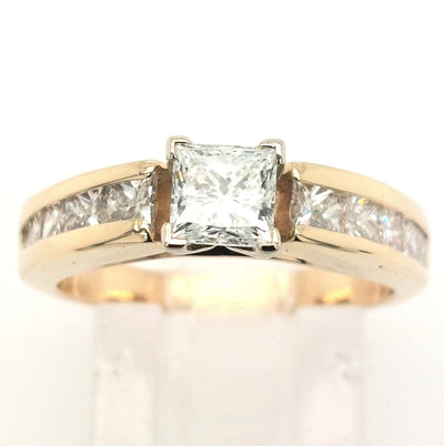 14K Yellow Gold1.80ctTW Channel-Set Princess-Cut Diamond Engagement Ring w/ Approx 0.70ct F-G/VS1 Center & F-G/