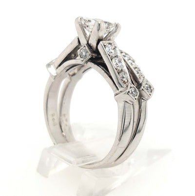18K White Gold 1.17ctTW Princess-Cut & RBC Diamond Wedding Set containing a 0.71ct I/VVS2 Center Size:6.75 Gra