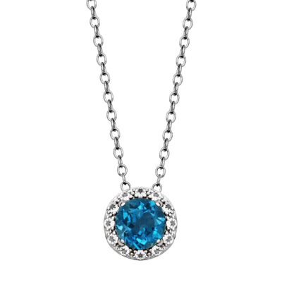 SS London Blue Topaz & White Topaz "Dazzle" Necklace