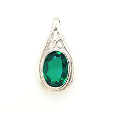 SS Oval Simulated Emerald Pendant 18x13mm Gram Weight:7.3g