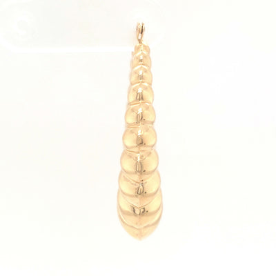 14K Yellow Gold Hollow Shrimp Hoop Earring Pair Gram Weight:3.9g