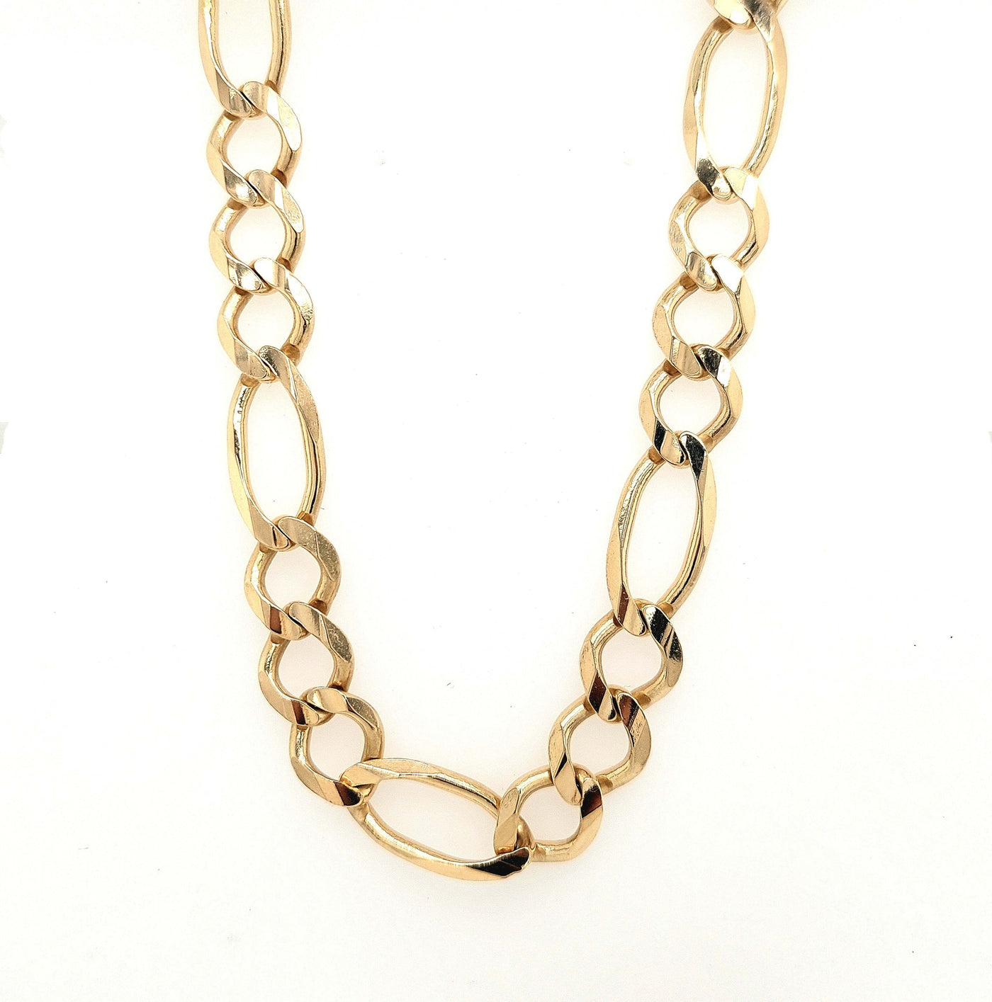 14K Yellow Gold 9.50mm Figaro Chain with Lobster Claw Length:27in Gram Weight:66.1g