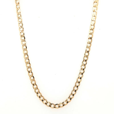 10K Yellow Gold 3.3mm Hollow Curb Link Chain with Lobster Claw Clasp Length: 22in Gram Weight: 3.7g