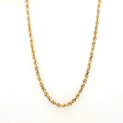 14K Yellow Gold 3.0mm Diamond-Cut Rope Chain with Barrel Clasp Length:24in Gram Weight:19.5g