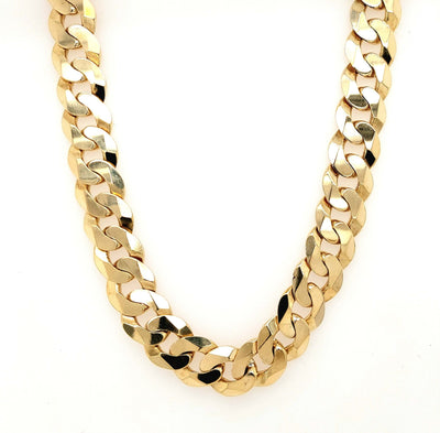 10K Yellow Gold 10.8mm Curb Chain with Lobster Claw Clasp Length:24in Gram Weight:85.4g