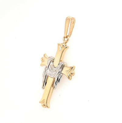 14K Yellow Gold Cross with Draped Robe Pendant Dimensions:1in tall Gram Weight:1.5g