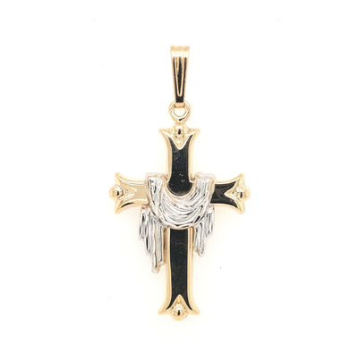 14K Yellow Gold Cross with Draped Robe Pendant Dimensions:1in tall Gram Weight:1.5g