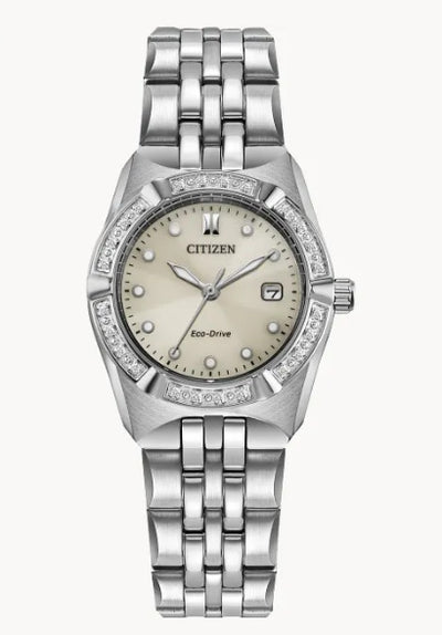 Lady's Citizen Eco-Drive "Corso Diamond" w/ Taupe Diamond Dial