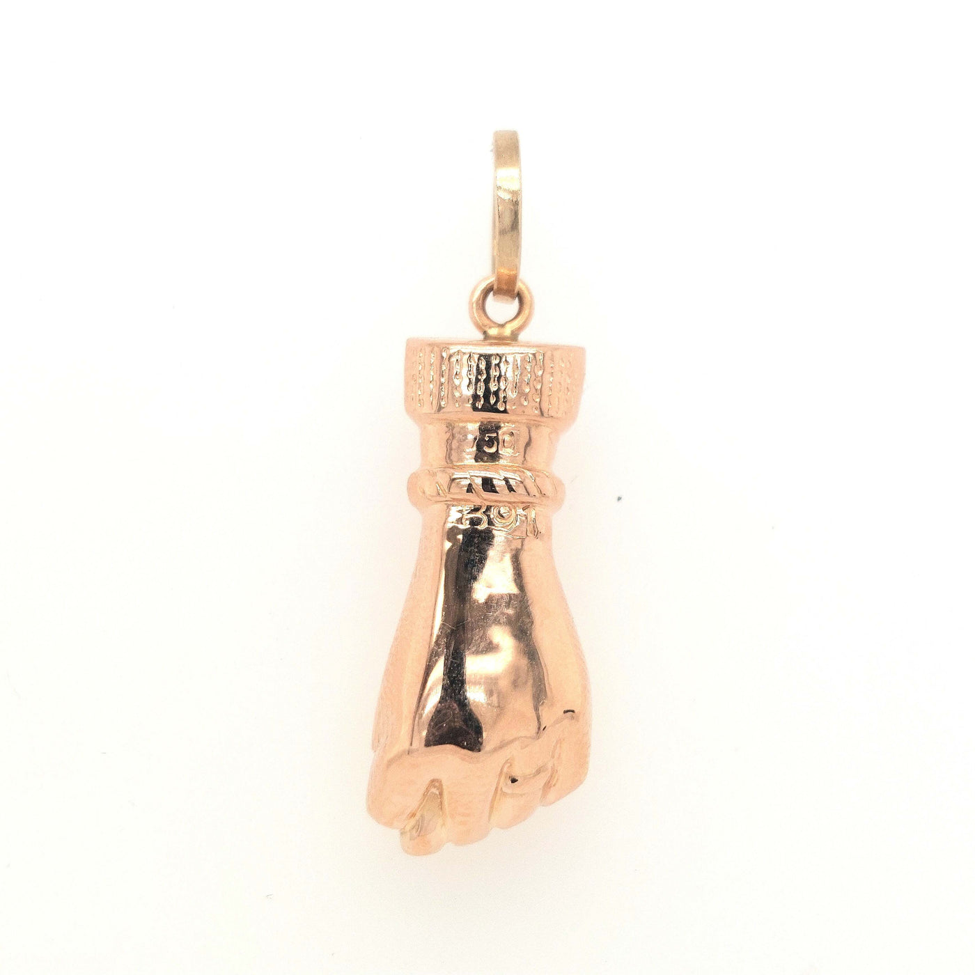 18K Rose Gold Figa Pendant 1" Gram Weight:1.8g