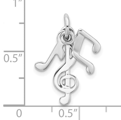 SS Rhodium-plated Polished Music Notes Charm
