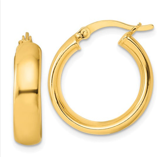 SS Gold-Plated Polished Hoop Earrings