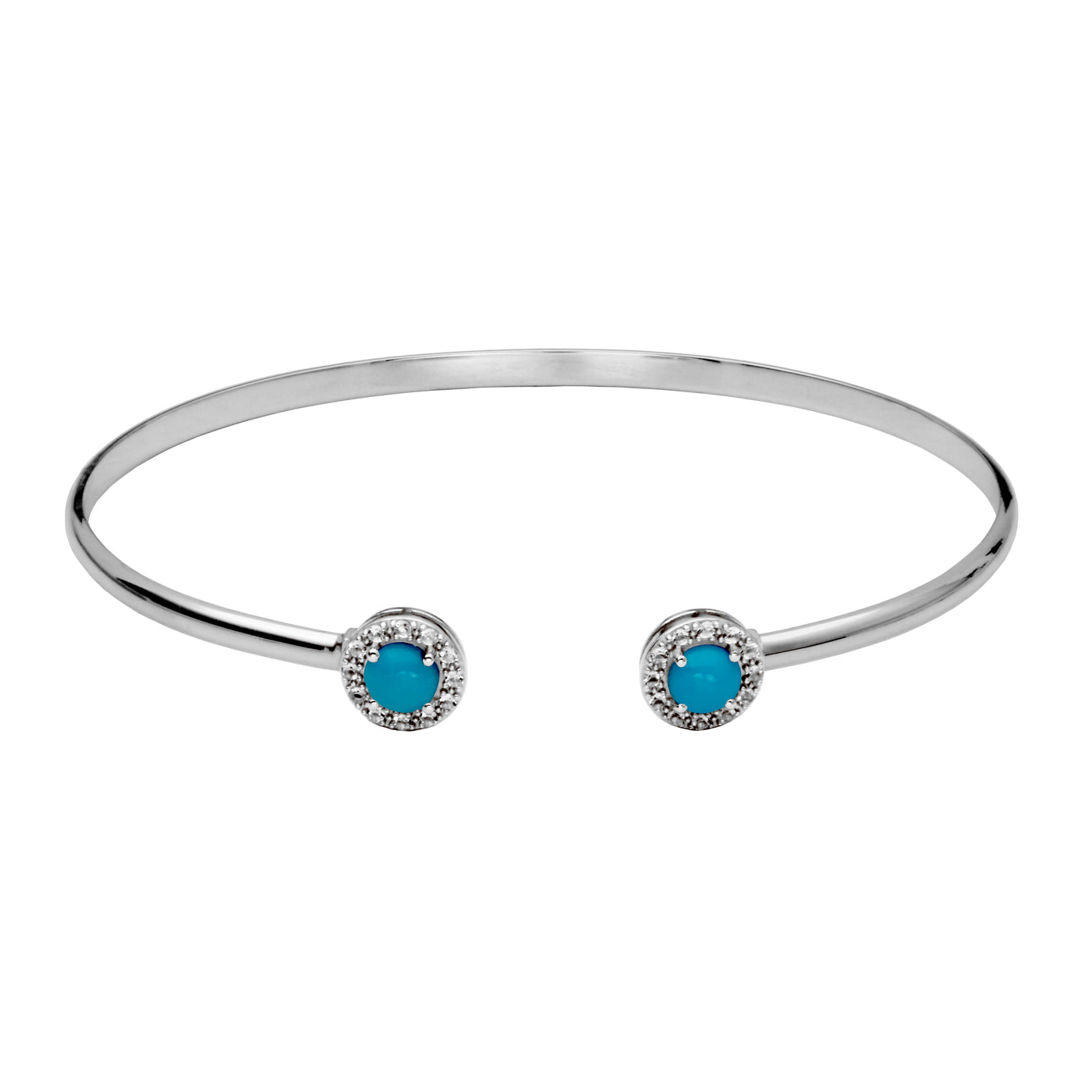 SS Sleepy Beauty Turquoise & White Topaz "Dazzle" Cuff Bracelet