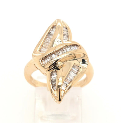 14K Yellow Gold 1.25ctTW Freeform Baguette Diamond F-G/VS Fashion Ring Size:7 Gram Weight:8.1g