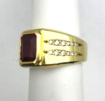 14KY Created Ruby & Diamond Ring Size:10