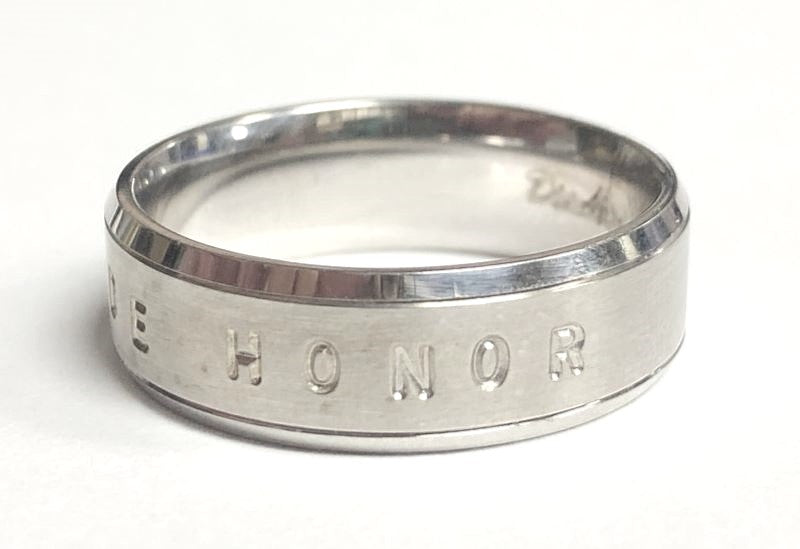 Sterling Silver 7mm "GOD CODE HONOR"  Band Size:10