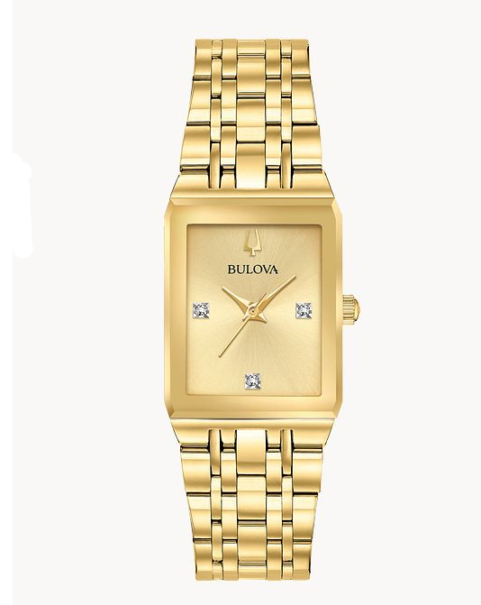 Lady's Bulova "Quadra" Watch with Gold Tone Diamond Dial