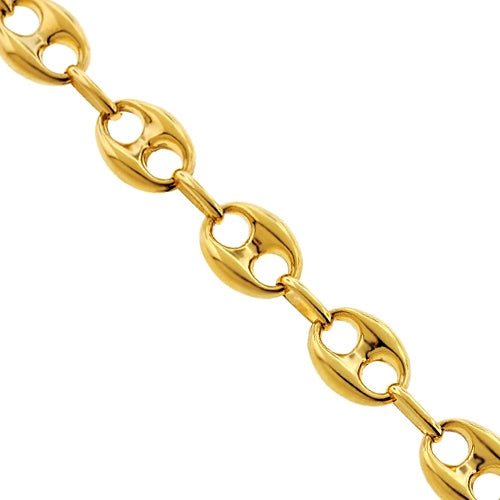 18K Yellow Gold 4.2mm Puffed Mariner Chain with Spring Ring Clasp