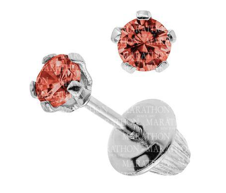 Sterling Silver Synthetic Garnet Children's Screw Back Earrings